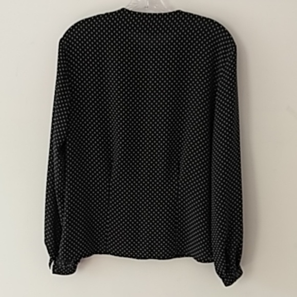Liz Claiborne Black & Cream Polka Dot Sheer Blouse - Picture 6 of 8